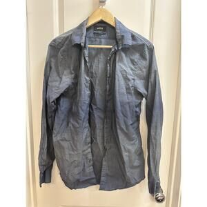 MEXX Slim Fit Button Up Shirt US L Dark Blue Long Sleeve